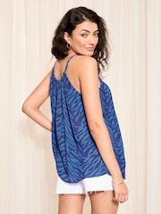 Palmenmotiv, Blau - Friends Like These Crinkle-Bluse in Baumwolloptik mit Trägern - Bild 4 von 4