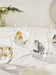 Set of 4 White Royal Worcester Wrendale Tumbler Glasses - Image 1 of 2