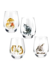Set of 4 White Royal Worcester Wrendale Tumbler Glasses - Image 2 of 2