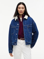 Tommy Jeans Blue Teddy Collar Slim Denim Trucker Jacket - Image 1 of 5