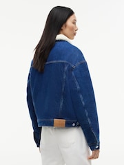 Tommy Jeans Blue Teddy Collar Slim Denim Trucker Jacket - Image 3 of 5