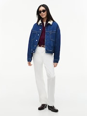 Tommy Jeans Blue Teddy Collar Slim Denim Trucker Jacket - Image 4 of 5