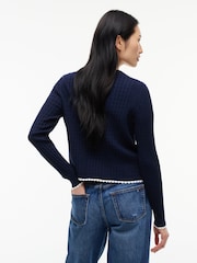 Albastru - Tommy Jeans Cable Knit Scalloped Trim Slim Cardigan - Imaginea 2 din 5