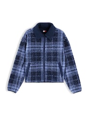 Albastru - Hanorac cu fermoar întreg și croi pătrat din fleece teddy Tommy Jeans - Imaginea 5 din 5