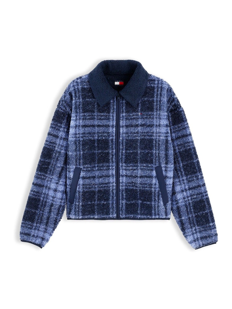 Albastru - Hanorac cu fermoar întreg și croi pătrat din fleece teddy Tommy Jeans - Imaginea 5 din 5 Albastru - Hanorac cu fermoar întreg și croi pătrat din fleece teddy Tommy Jeans - Imaginea 5 din 5