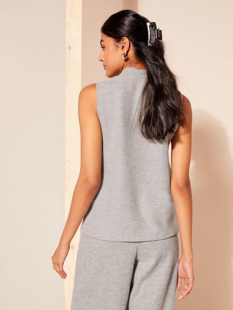 Friends Like These Grey Cosy Roll Neck Sleeveless Tank Top - Image 4 of 4 Friends Like These Grey Cosy Roll Neck Sleeveless Tank Top - Image 4 of 4