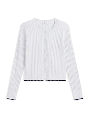 Gri - Tommy Jeans Cable Knit Scalloped Trim Slim Cardigan - Imaginea 5 din 5