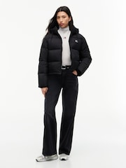 Tommy Jeans Black Ripstop Hooded Puffer Jacket - Image 3 of 6