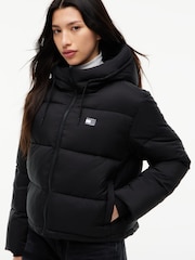 Tommy Jeans Black Ripstop Hooded Puffer Jacket - Image 4 of 6