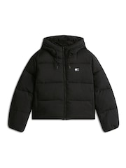 Tommy Jeans Black Ripstop Hooded Puffer Jacket - Image 6 of 6