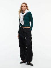 Tommy Jeans Green Slim Ribbed Long Sleeve T-Shirt - Image 3 of 5