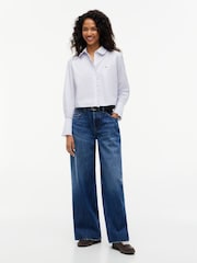 Tommy Jeans Blue Relaxed Fit Ruffle Poplin Shirt - Image 3 of 5