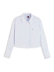 Tommy Jeans Blue Relaxed Fit Ruffle Poplin Shirt - Image 5 of 5