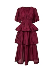 Y.A.S Purple Ruffle Tiered Midi Occassion Dress - Image 1 of 2