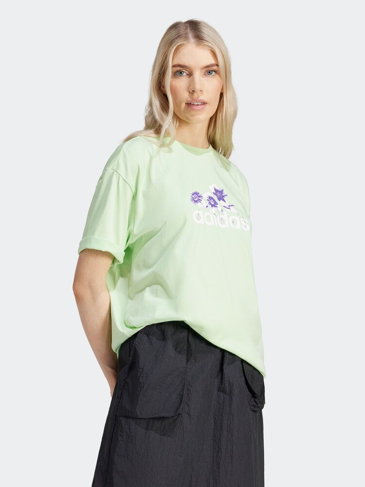 adidas Green Sportswear Flower Pack Badge Of Sport T-Shirt - Image 3 of 7