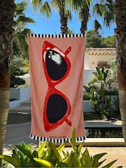 Rockett St George Pink Glasses 100% Cotton Beach Towel - Image 1 of 4