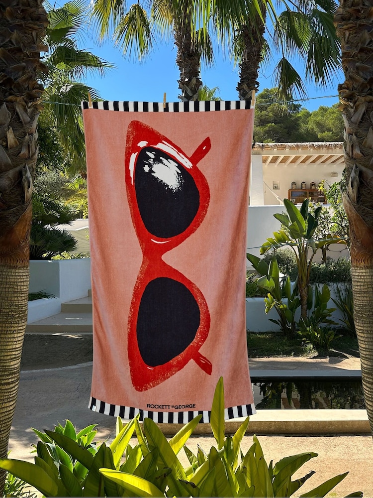 Rockett St George Pink Glasses 100% Cotton Beach Towel - Image 1 of 4