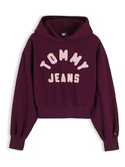 Tommy Jeans Pink Varsity Logo Oversized Fleece Hoodie - Image 1 of 4