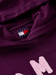 Tommy Jeans Pink Varsity Logo Oversized Fleece Hoodie - Image 3 of 4