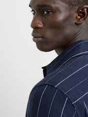 French Connection Blue Pinstripe Button Chest Pocket Long Sleeve Shirt - Image 2 of 6