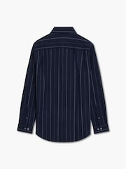French Connection Blue Pinstripe Button Chest Pocket Long Sleeve Shirt - Image 4 of 6