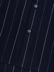 French Connection Blue Pinstripe Button Chest Pocket Long Sleeve Shirt - Image 6 of 6