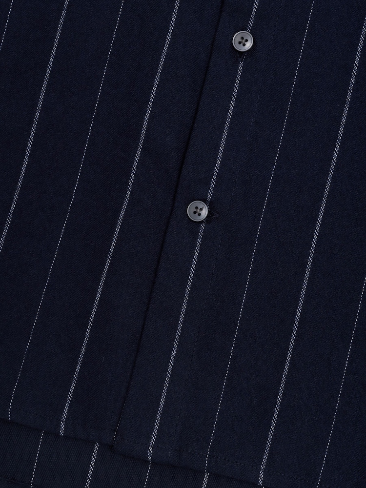 French Connection Blue Pinstripe Button Chest Pocket Long Sleeve Shirt - Image 6 of 6 French Connection Blue Pinstripe Button Chest Pocket Long Sleeve Shirt - Image 6 of 6