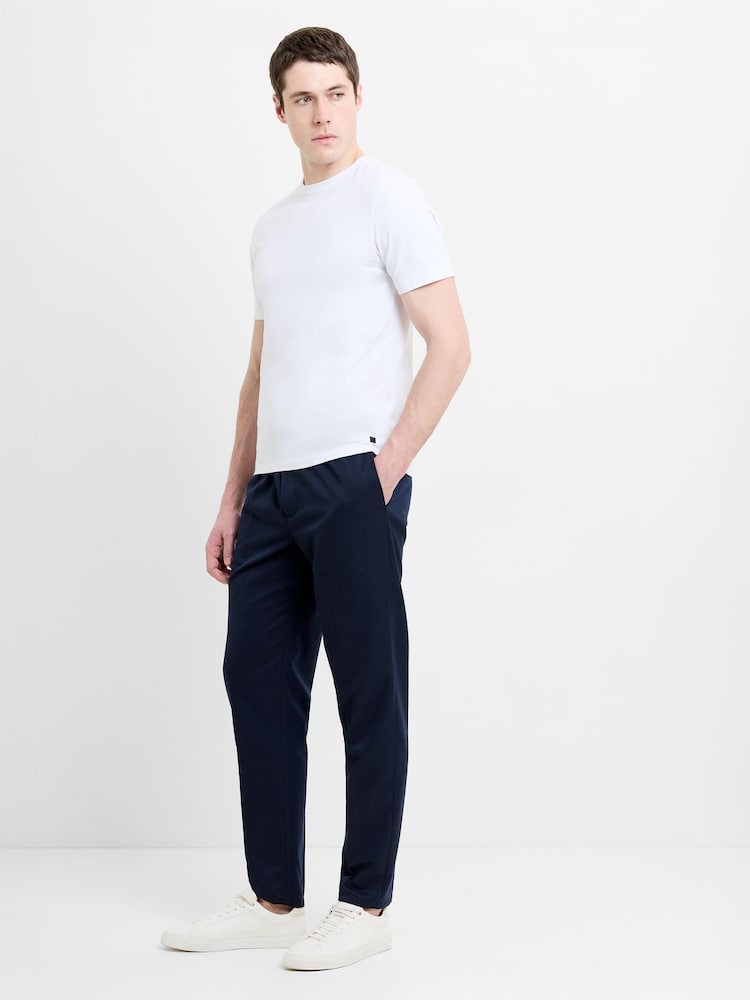 French Connection Blue Cotton Blend Elasticated Waist Tailored Trousers - Image 1 of 6