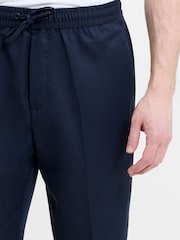 French Connection Blue Cotton Blend Elasticated Waist Tailored Trousers - Image 2 of 6