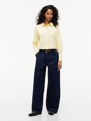 Tommy Jeans Yellow Relaxed Fit Ruffle Poplin Shirt - Image 3 of 5