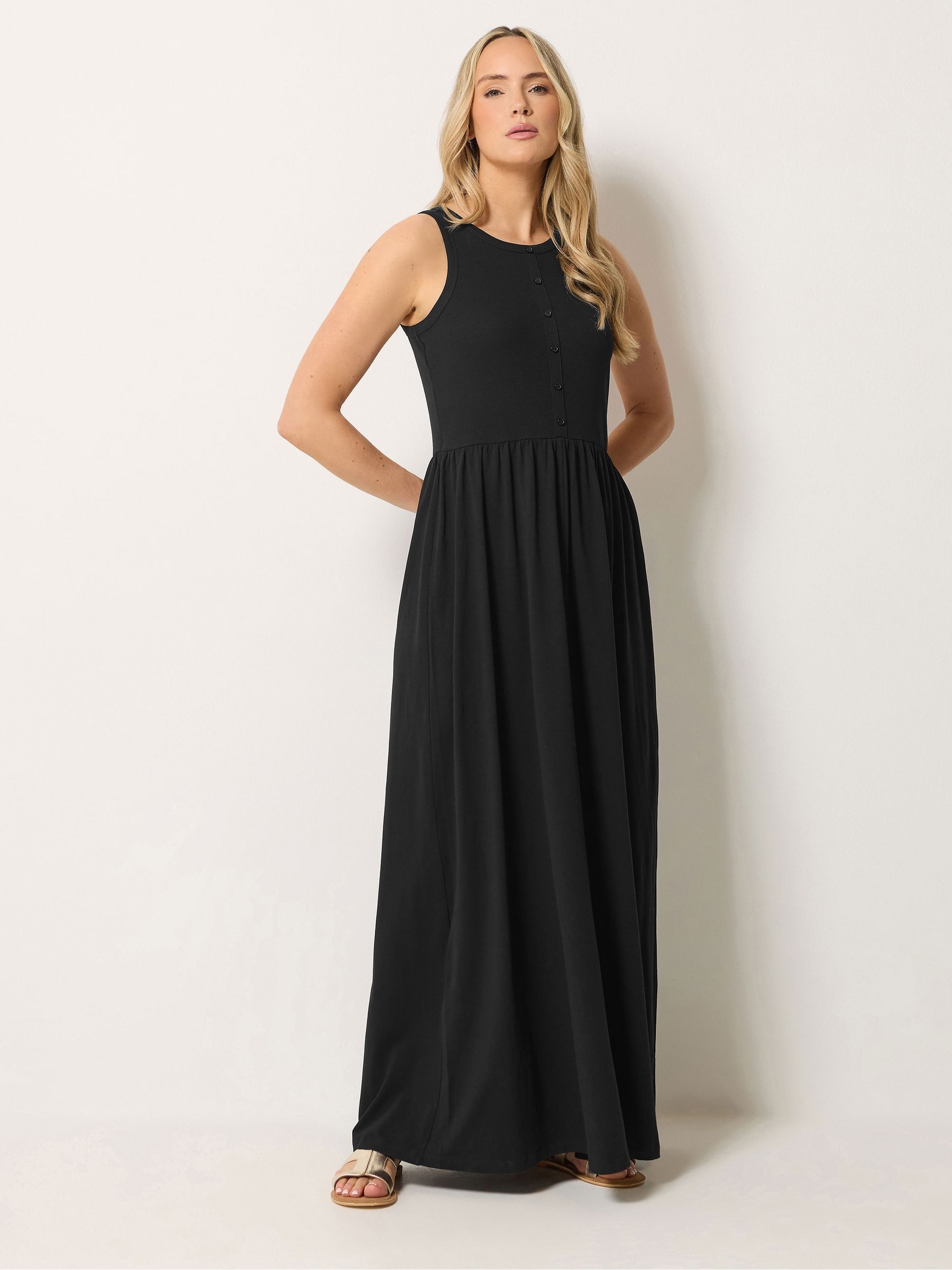 Long Tall Sally Women's Black Jersey Button Detail Dress - Image 1