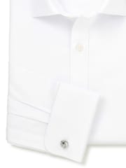 Savile Row Company White Slim Fit Textured Cotton Dobby Double Cuff Formal Shirt - Image 3 of 3