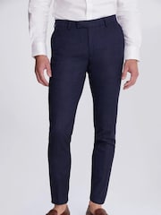 MOSS Blue Slim Fit Blue Twisted Trousers - Image 1 of 4