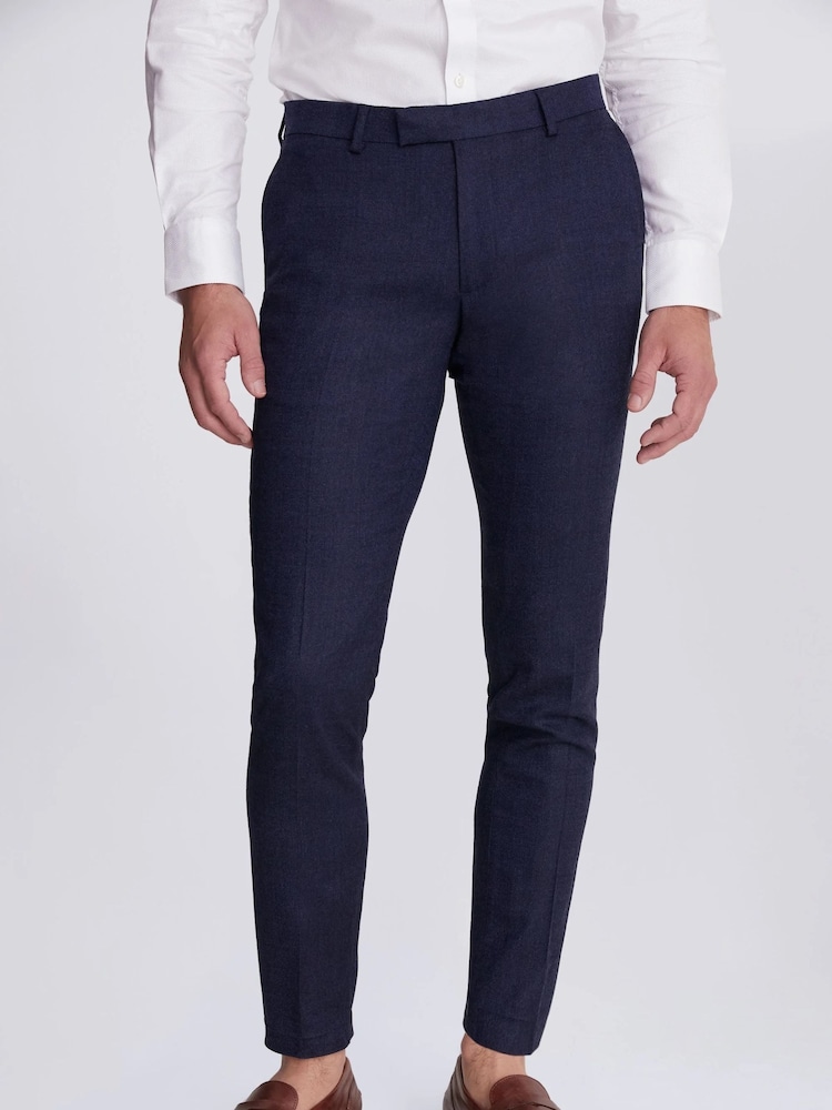 MOSS Blue Slim Fit Blue Twisted Trousers - Image 1 of 4