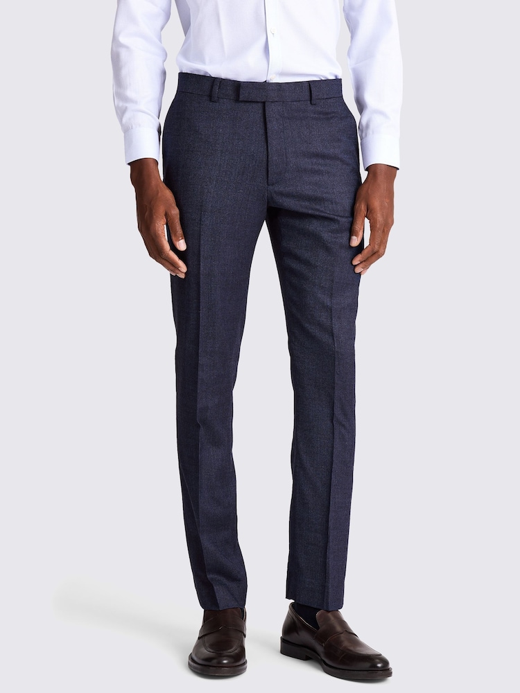 MOSS Blue Slim Fit Blue Twisted Trousers - Image 1 of 3 MOSS Blue Slim Fit Blue Twisted Trousers - Image 1 of 3