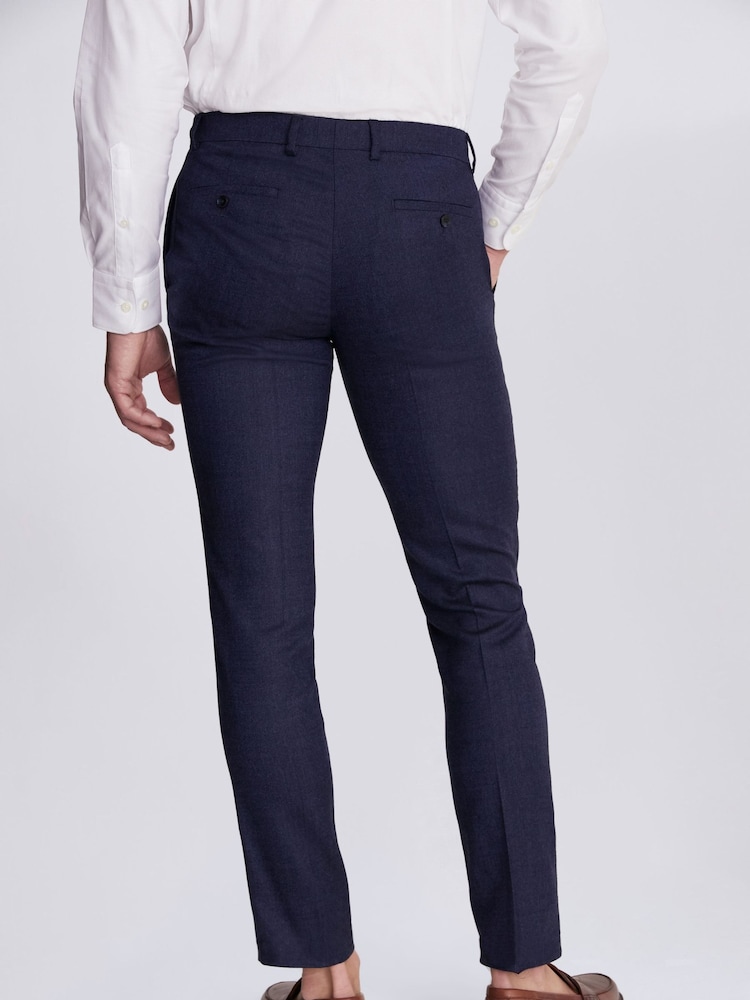 MOSS Blue Slim Fit Blue Twisted Trousers - Image 2 of 4