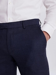 MOSS Blue Slim Fit Blue Twisted Trousers - Image 3 of 4