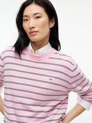 Tommy Jeans Light Pink Boxy Crew Neck Jumper - Image 4 of 5