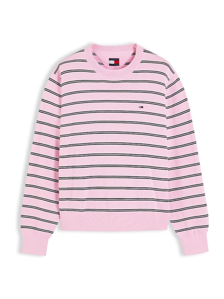 Tommy Jeans Light Pink Boxy Crew Neck Jumper - Image 5 of 5