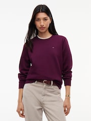 Tommy Hilfiger Purple Brushed Fleece Crew Neck Sweatshirt - Image 1 of 5