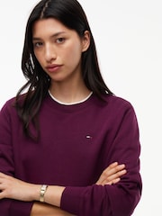 Tommy Hilfiger Purple Brushed Fleece Crew Neck Sweatshirt - Image 4 of 5