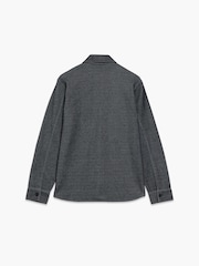 French Connection Grey Cotton Blend Textured Chest Pocket Button Long Sleeve Shirt - Image 4 of 6