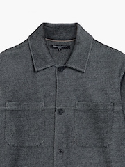 French Connection Grey Cotton Blend Textured Chest Pocket Button Long Sleeve Shirt - Image 5 of 6