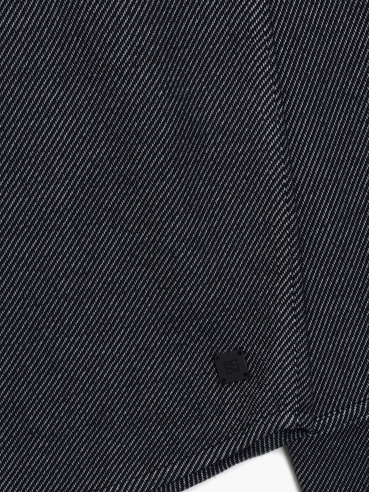 French Connection Grey Cotton Blend Textured Chest Pocket Button Long Sleeve Shirt - Image 6 of 6