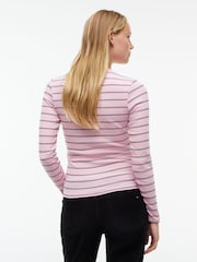 Tommy Jeans Pink Slim Ribbed Long Sleeve T-Shirt - Image 2 of 5
