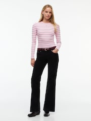 Tommy Jeans Pink Slim Ribbed Long Sleeve T-Shirt - Image 3 of 5