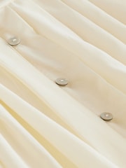 Cream Pleat Front Button Through Long Sleeve Blouse - Image 7 of 7