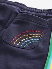 Little Bird by Jools Oliver Navy Rainbow Stripe 100% Cotton Jersey Shorts - Image 10 of 10