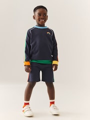Little Bird by Jools Oliver Navy Rainbow Stripe 100% Cotton Jersey Shorts - Image 2 of 10