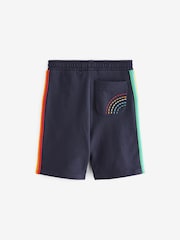 Little Bird by Jools Oliver Navy Rainbow Stripe 100% Cotton Jersey Shorts - Image 9 of 10